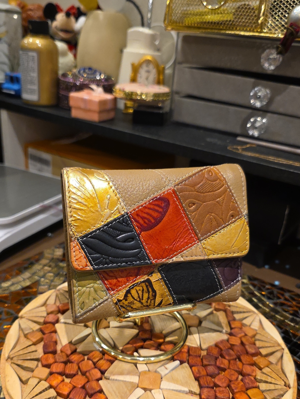 Patchwork Leather Small Wallet - Multicolor